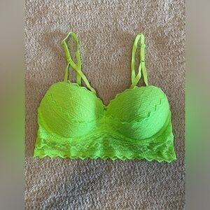 PINK Victoria’s Secret Green Lace Bralette Size Small